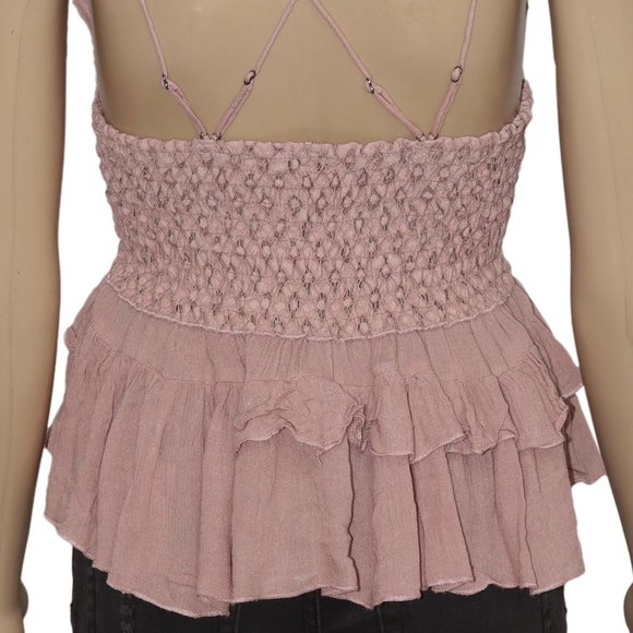 Free People Adella Cami Mauve Lace Ruffled Tank Top XS - Picture 10 of 10